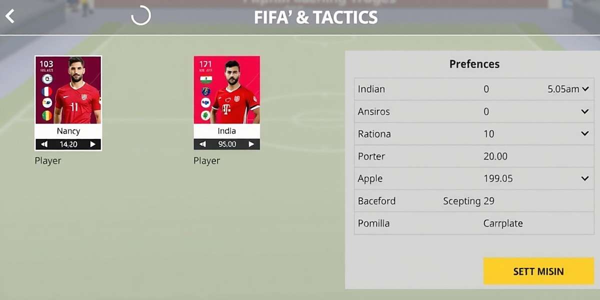 FIFA Mobile tactics setup screen showing Indian player preferences